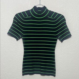 Navy Blues and Green Women’s XS Striped Turtleneck Sweater